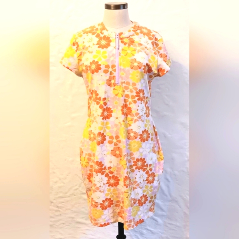 Marc New York. XL. Women's fitted flower print 1/2 zip dress.